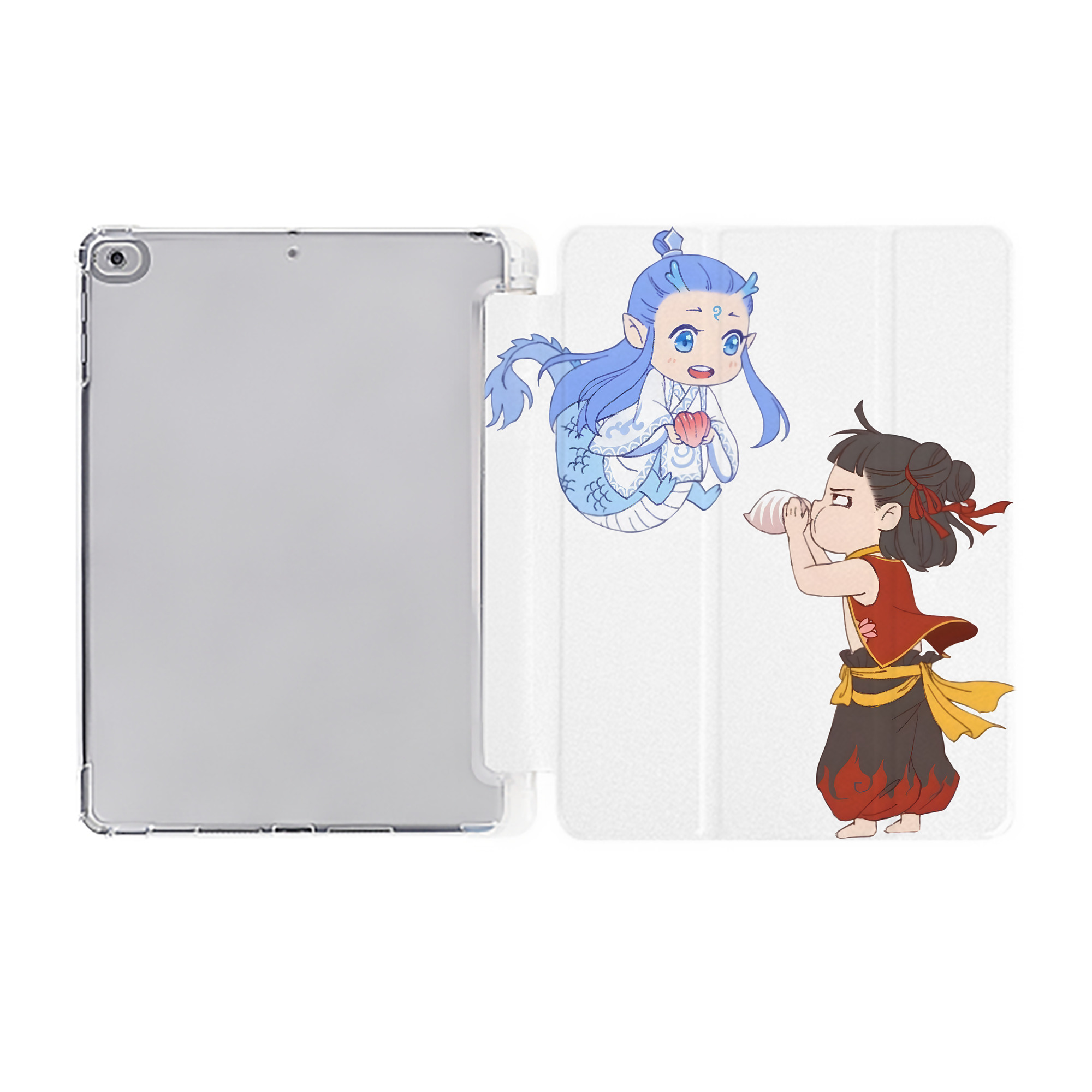 （画像用） Ne Zha 2 ナタ 魔童の大暴れ IPad ケース ペン収納付き 三つ折りスタンド PUレザー×シリコン 対応機種9.5/10.5/10.9インチ